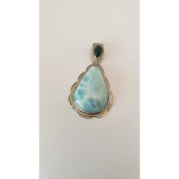 Vintage Larimar Pear Shape Pendant Set in Silver - Picture 6 of 10